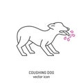 Coughing dog linear icon, sign, pictogram. Vector illustration Royalty Free Stock Photo