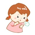 Coughing girl cartoon illustration