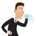 Coughing man. Man sneezes. Vector illustration