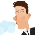 Coughing man. Man sneezes. Vector illustration