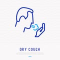 Coughing man thin line icon. Vector illustration