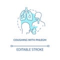 Coughing with phlegm blue concept icon