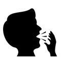 Coughing or sneezing man vector icon