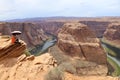 Woman with parasol in Horseshoe Bend, Arizona,USA