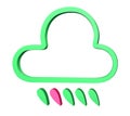 Could and rain 3d icon transparent illustration