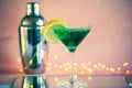 coulorful cocktails with lights in background Royalty Free Stock Photo