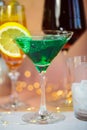coulorful cocktails with lights in background Royalty Free Stock Photo