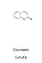 Coumarin, artificial vanilla substitute, chemical structure and formula