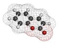 Coumarin herbal fragrant molecule. Responsible for the scent new-mown hay. 3D rendering. Atoms are represented as spheres with.