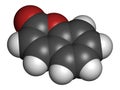 Coumarin herbal fragrant molecule. Responsible for the scent new-mown hay. 3D rendering. Atoms are represented as spheres with.