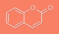 Coumarin herbal fragrant molecule. Responsible for the scent new-mown hay. Skeletal formula.