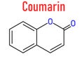 Coumarin herbal fragrant molecule. Responsible for the scent new-mown hay. Skeletal formula.