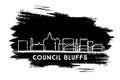 Council Bluffs Iowa USA City Skyline Silhouette. Hand Drawn Sketch. Business Travel and Tourism Concept with Historic Architecture