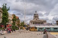 Council House City Hall at Old Market Square with a pool, fountain, sand and beach chairs in the foreground Royalty Free Stock Photo