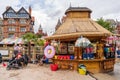 Council House City Hall at Old Market Square with a pool, fountain, sand and beach chairs in the foreground Royalty Free Stock Photo