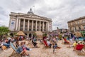 Council House City Hall at Old Market Square with a pool, fountain, sand and beach chairs in the foreground Royalty Free Stock Photo