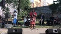 Council member Vanessa L. Gibson speaks at open mic hosted by Morrisania band in Bronx