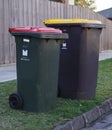 Council municipal bins on street curb