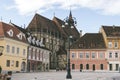 Council square and Black church in downtown of Brasov, Transylvania, Romania Royalty Free Stock Photo