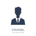 counsel icon. Trendy flat vector counsel icon on white background from law and justice collection