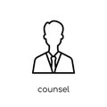 counsel icon. Trendy modern flat linear vector counsel icon on w