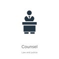 Counsel icon vector. Trendy flat counsel icon from law and justice collection isolated on white background. Vector illustration
