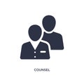 counsel icon on white background. Simple element illustration from law and justice concept