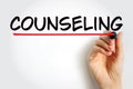 Counseling is a collaborative effort between the counselor and client, text concept for presentations and reports