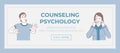 Counseling psychology vector banner template. Mental problems cartoon outline concept.