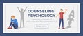 Counseling psychology web banner template. Vector concept of depression treatment and personal growth. Royalty Free Stock Photo