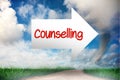 Counselling against road leading out to the horizon Royalty Free Stock Photo