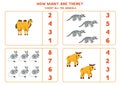 Count all Asian animals and circle the correct answers. Royalty Free Stock Photo