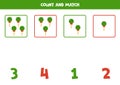 Counting game for kids. Count all Christmas lollipops and match with numbers. Worksheet for children