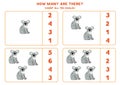 Count all cute cartoon koalas and circle the correct answers.