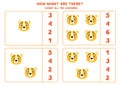 Counting game for kids. Math game with cartoon leopard faces. Royalty Free Stock Photo