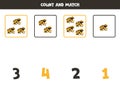 Count all yellow banded poison dart frogs and match with the correct number.