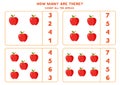 Count the amount of apples and circle right answer.