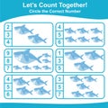 Letâs counting the sharks together and circle the correct number on the page.