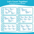 Letâs counting the belugas together and circle the correct number on the page. Royalty Free Stock Photo