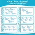 Letâs counting the belugas together and circle the correct number on the page.