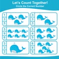 Letâs counting the whales together and circle the correct number on the page.