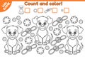 Count and color math game cartoon dog with toys-2