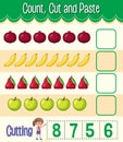 Count Cut and Paste maths worksheet for children