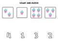 Counting game with cute pink strawberries. Math worksheet.