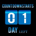 Count down starts number of day left 1 day sticker banner design for any function Royalty Free Stock Photo