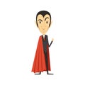 Count Dracula, angry vampire in suit and red cape Royalty Free Stock Photo