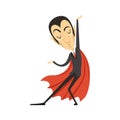Count Dracula, dancing vampire in suit and red cape