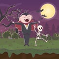 Count dracula skeleton bats moon night halloween