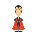 Count Dracula, vampire standing in suit and red cape