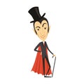 Count Dracula, vampire in suit, red cape, cylinder hat Royalty Free Stock Photo